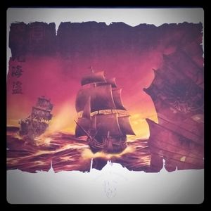 Pirates of the Caribbean ships lithograph